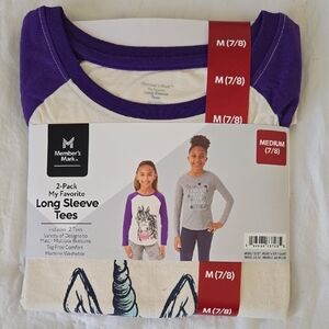 2-Pack Kids Long Sleeve Tees - White And Purple and Gray
